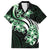 Plumeria Tribal Tattoo Family Matching Long Sleeve Bodycon Dress and Hawaiian Shirt Green Polynesian Pattern