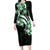 Plumeria Tribal Tattoo Family Matching Long Sleeve Bodycon Dress and Hawaiian Shirt Green Polynesian Pattern