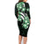 Plumeria Tribal Tattoo Family Matching Long Sleeve Bodycon Dress and Hawaiian Shirt Green Polynesian Pattern