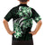 Plumeria Tribal Tattoo Family Matching Off The Shoulder Long Sleeve Dress and Hawaiian Shirt Green Polynesian Pattern