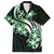 Plumeria Tribal Tattoo Family Matching Off The Shoulder Long Sleeve Dress and Hawaiian Shirt Green Polynesian Pattern