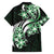 Plumeria Tribal Tattoo Family Matching Off The Shoulder Long Sleeve Dress and Hawaiian Shirt Green Polynesian Pattern