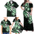 Plumeria Tribal Tattoo Family Matching Off Shoulder Maxi Dress and Hawaiian Shirt Green Polynesian Pattern