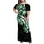 Plumeria Tribal Tattoo Family Matching Off Shoulder Maxi Dress and Hawaiian Shirt Green Polynesian Pattern