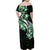 Plumeria Tribal Tattoo Family Matching Off Shoulder Maxi Dress and Hawaiian Shirt Green Polynesian Pattern