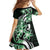 Plumeria Tribal Tattoo Family Matching Short Sleeve Bodycon Dress and Hawaiian Shirt Green Polynesian Pattern