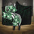 Plumeria Tribal Tattoo Hooded Blanket Green Polynesian Pattern