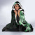 Plumeria Tribal Tattoo Hooded Blanket Green Polynesian Pattern