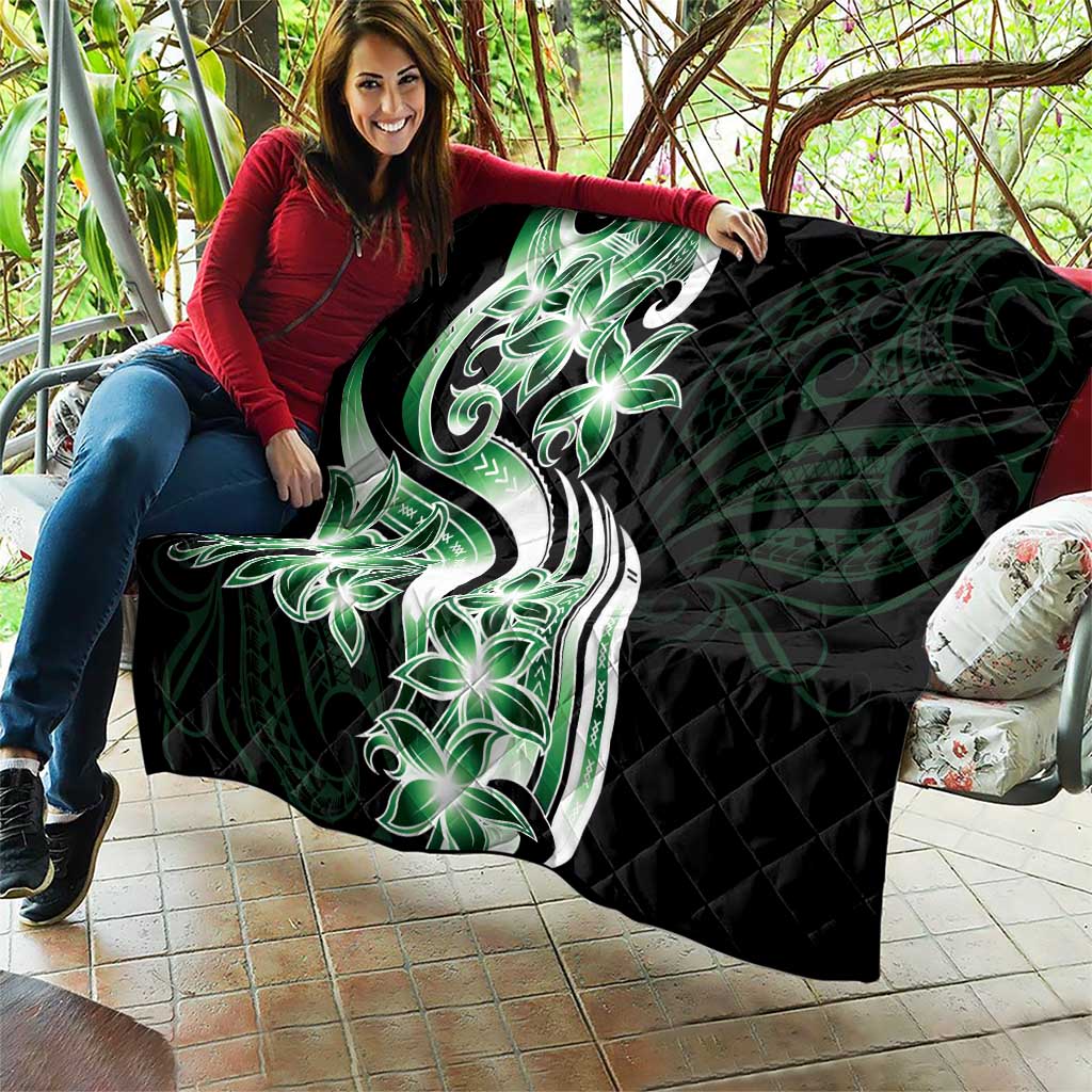 Plumeria Tribal Tattoo Quilt Green Polynesian Pattern LT9 - Polynesian Pride