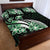 Plumeria Tribal Tattoo Quilt Bed Set Green Polynesian Pattern