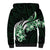 Plumeria Tribal Tattoo Sherpa Hoodie Green Polynesian Pattern