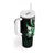 Plumeria Tribal Tattoo Tumbler With Handle Green Polynesian Pattern