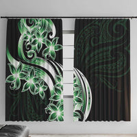 Plumeria Tribal Tattoo Window Curtain Green Polynesian Pattern LT9 With Hooks Green - Polynesian Pride
