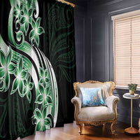 Plumeria Tribal Tattoo Window Curtain Green Polynesian Pattern LT9 - Polynesian Pride