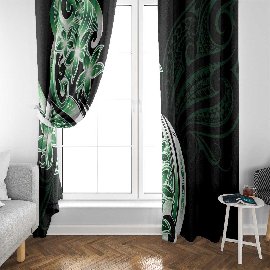 Plumeria Tribal Tattoo Window Curtain Green Polynesian Pattern LT9 - Polynesian Pride