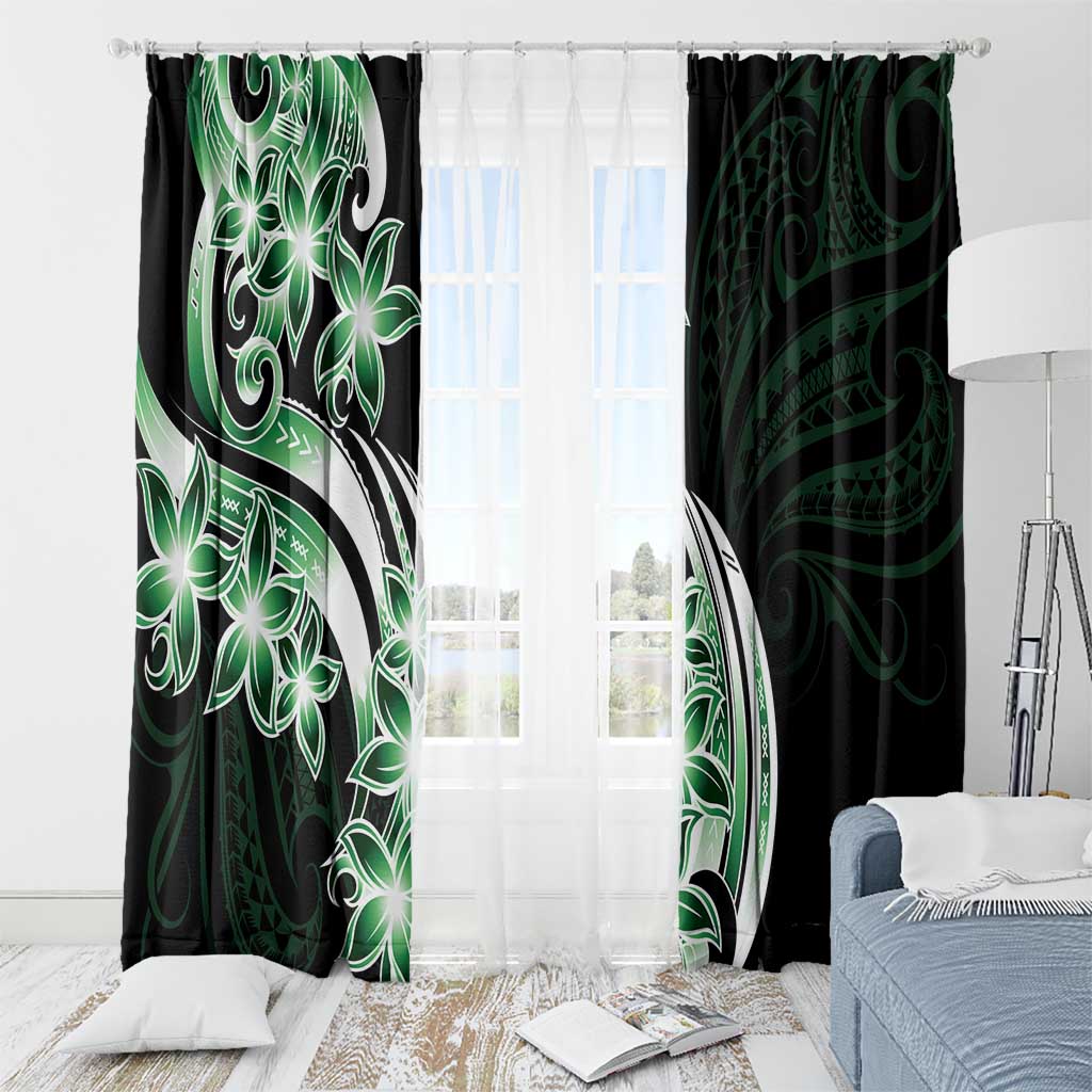 Plumeria Tribal Tattoo Window Curtain Green Polynesian Pattern LT9 - Polynesian Pride