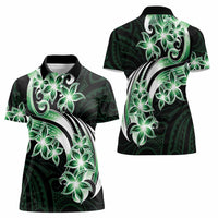 Plumeria Tribal Tattoo Women Polo Shirt Green Polynesian Pattern LT9 - Polynesian Pride