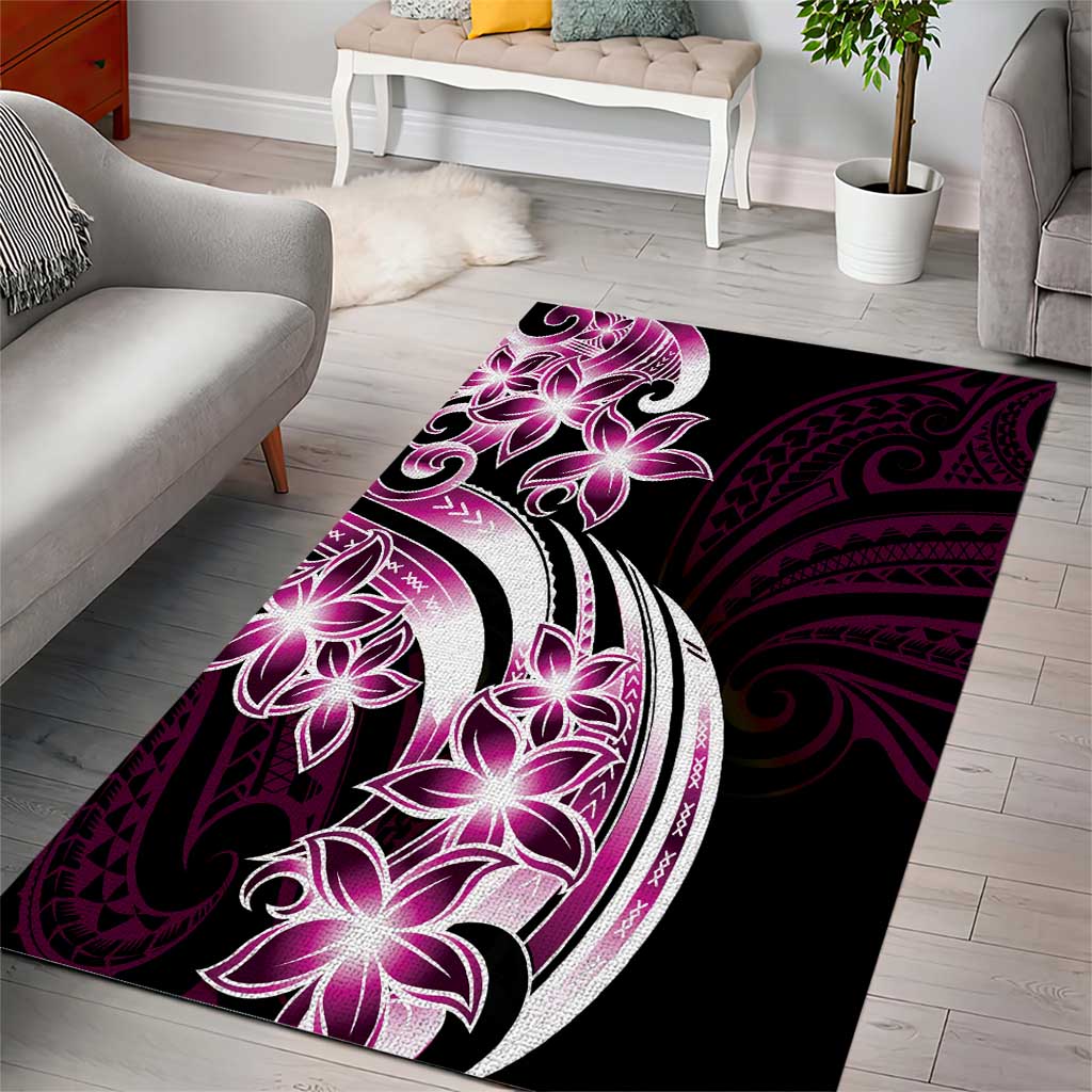 Plumeria Tribal Tattoo Area Rug Pink Polynesian Pattern LT9 - Polynesian Pride