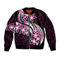 Plumeria Tribal Tattoo Bomber Jacket Pink Polynesian Pattern LT9 Unisex Pink - Polynesian Pride