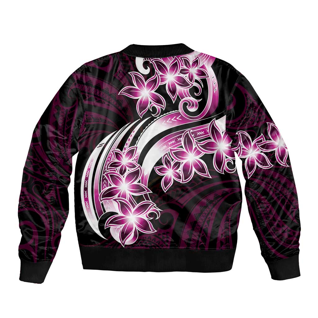 Plumeria Tribal Tattoo Bomber Jacket Pink Polynesian Pattern LT9 - Polynesian Pride