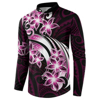 Plumeria Tribal Tattoo Button Sweatshirt Pink Polynesian Pattern LT9 - Polynesian Pride