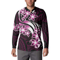 Plumeria Tribal Tattoo Button Sweatshirt Pink Polynesian Pattern LT9 - Polynesian Pride
