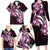 Plumeria Tribal Tattoo Family Matching Long Sleeve Bodycon Dress and Hawaiian Shirt Pink Polynesian Pattern