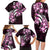 Plumeria Tribal Tattoo Family Matching Long Sleeve Bodycon Dress and Hawaiian Shirt Pink Polynesian Pattern