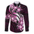 Plumeria Tribal Tattoo Family Matching Long Sleeve Bodycon Dress and Hawaiian Shirt Pink Polynesian Pattern