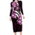 Plumeria Tribal Tattoo Family Matching Long Sleeve Bodycon Dress and Hawaiian Shirt Pink Polynesian Pattern