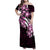 Plumeria Tribal Tattoo Family Matching Off Shoulder Maxi Dress and Hawaiian Shirt Pink Polynesian Pattern