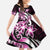 Plumeria Tribal Tattoo Family Matching Short Sleeve Bodycon Dress and Hawaiian Shirt Pink Polynesian Pattern