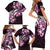 Plumeria Tribal Tattoo Family Matching Short Sleeve Bodycon Dress and Hawaiian Shirt Pink Polynesian Pattern