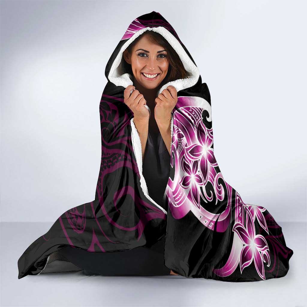 Plumeria Tribal Tattoo Hooded Blanket Pink Polynesian Pattern LT9 - Polynesian Pride