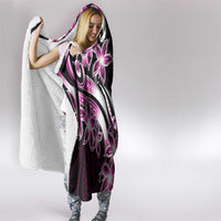 Plumeria Tribal Tattoo Hooded Blanket Pink Polynesian Pattern LT9 - Polynesian Pride
