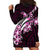 Plumeria Tribal Tattoo Hoodie Dress Pink Polynesian Pattern