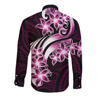 Plumeria Tribal Tattoo Long Sleeve Button Shirt Pink Polynesian Pattern LT9 - Polynesian Pride