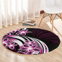 Plumeria Tribal Tattoo Round Carpet Pink Polynesian Pattern LT9 - Polynesian Pride