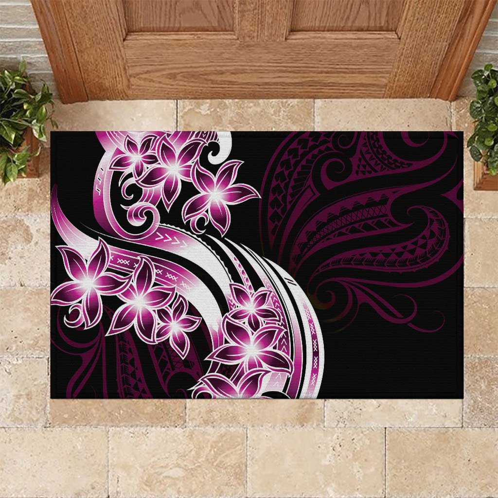 Plumeria Tribal Tattoo Rubber Doormat Pink Polynesian Pattern LT9 Pink - Polynesian Pride