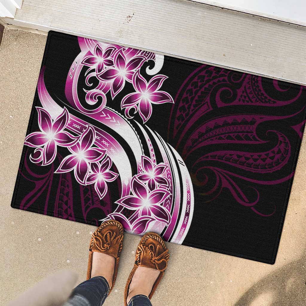 Plumeria Tribal Tattoo Rubber Doormat Pink Polynesian Pattern LT9 - Polynesian Pride