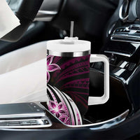 Plumeria Tribal Tattoo Tumbler With Handle Pink Polynesian Pattern LT9 - Polynesian Pride