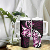Plumeria Tribal Tattoo Tumbler With Handle Pink Polynesian Pattern LT9 - Polynesian Pride