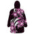 Plumeria Tribal Tattoo Wearable Blanket Hoodie Pink Polynesian Pattern