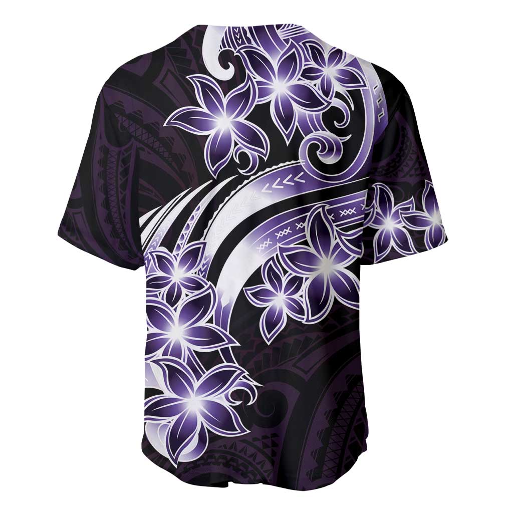 Plumeria Tribal Tattoo Baseball Jersey Purple Polynesian Pattern LT9 - Polynesian Pride