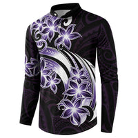 Plumeria Tribal Tattoo Button Sweatshirt Purple Polynesian Pattern LT9 - Polynesian Pride