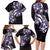 Plumeria Tribal Tattoo Family Matching Long Sleeve Bodycon Dress and Hawaiian Shirt Purple Polynesian Pattern