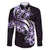 Plumeria Tribal Tattoo Family Matching Long Sleeve Bodycon Dress and Hawaiian Shirt Purple Polynesian Pattern