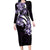 Plumeria Tribal Tattoo Family Matching Long Sleeve Bodycon Dress and Hawaiian Shirt Purple Polynesian Pattern