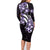 Plumeria Tribal Tattoo Family Matching Long Sleeve Bodycon Dress and Hawaiian Shirt Purple Polynesian Pattern