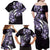 Plumeria Tribal Tattoo Family Matching Off Shoulder Maxi Dress and Hawaiian Shirt Purple Polynesian Pattern